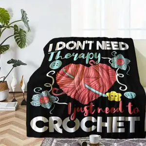 Funny Crochet Quote Yarn Heart Flannel Blanket Cooling Blanket Homegoods Soft Cozy For Bedroom Living Room Sofa Couch For Crocheters Knitting Lovers Perfect Gift Festival Gifts