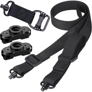 Two Point and Traditional Sling 2 Point Sling Quick Adjust with QD Sling Swivel for Hunting Black