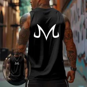 80s 90s Dragon Ball DBZ Oversized singlet muscle men's graphic tees majin print Fits Anime tank tops men gifts Cotton Breathable Fabric Fashion