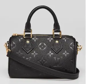 Pre-owned Louis Vuitton Calfskin Shoulder Bags Black Monogram Empreinte Leather Nano Speedy Bag BGP214428