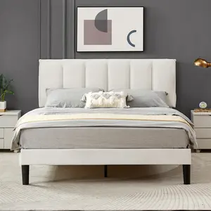 VECELO Bed Frame Upholstered Velvet Adjustable Headboard Footboard Platform Bed with Wooden Slat Support Twin Full Queen Size,No Box Spring Needed
