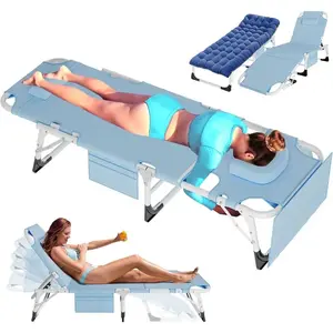 Four-in-One Patio Lounger and Sunbed, Foldable Heavy-Duty Lounger, Load Capacity of 500 Pounds, Adjustable Portable Chair umbrella  chair