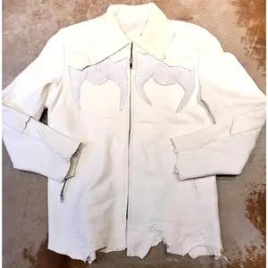 Kashani LUX White Raw Cut Alligator Lambskin Bomber Jacket