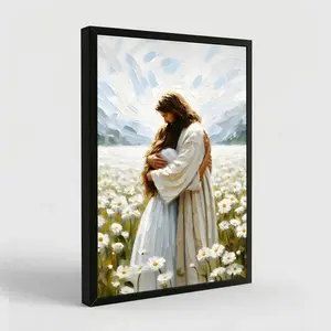 Jesus-Loving Embrace Wall Art Decor, Emotional Connection Posters and Prints, Canvas Artwork, Warm Hug Aesthetic Painting for Bedroom Living Room Office Home Decor, Gift Idea