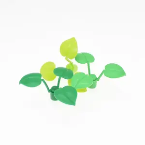 MOC Compatible 6255 Plant Flower Stem 1x1x2/3 with 3 Large Leaves Peach Leaf Grass Enlighten Building Block Bricks Particles Toy