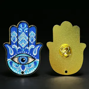 Blue Hamsa Hand & Evil Eye Brooch Pin, Lucky Protection Charm Pin, Graduation Jewelry for Best Friend, Meaningful Gift for Mom, Lucky Charm Accessory