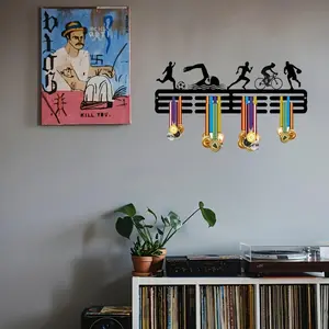 Floating Sports Medal Display Rack, 1 Count Creative Medal Wall Mounted Storage Rack, Medal Display Rack for Home Living Room Office Study Room, Floating Shelf