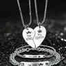 His Queen Her King Couple Necklace And Bracelet Set, Couples Jewelry, Unique Design, Durable Stainless Steel Romantic Gift, Perfect for Boyfriend Girlfriend, Valentine's Day Christmas, Matching Necklaces, All Season Wear