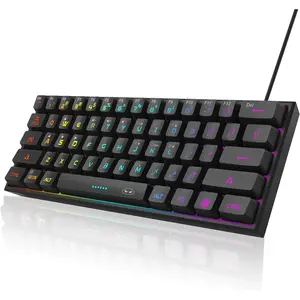MageGee Mini 60% Gaming Keyboard, RGB Backlit 61 Key Ultra-Compact Keyboard, TS91 Ergonomic Waterproof Mechanical Feeling Office Computer Keyboard for PC, MAC, PS4, Xbox ONE Gamer(Black)