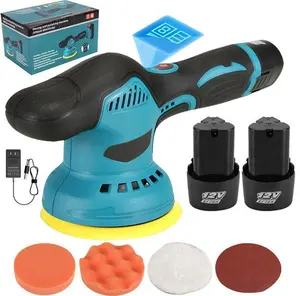 Cordless Car Buffer Polisher Kit 6-In Mini with 2 Pack 12V Rechargeable Batteries 6 Variable Speed 5500RPM Orbital Polisher for Car Boat Detailing Polishing Scratch Removing