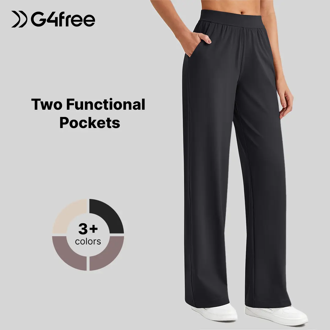 G4Free ShiftReady Women Trousers Yoga Pants with Pockets Wide Leg Stretchy Dress Pant Work Slack Petite/Regular/Tall