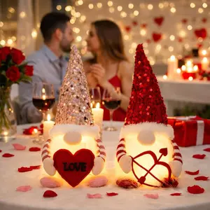 Valentine's Day Glowing Sequin Dwarf Doll, Heart Charm Faceless Cupid Ornament, Sparkle Dwarfs Gift, Valentine's Day Present