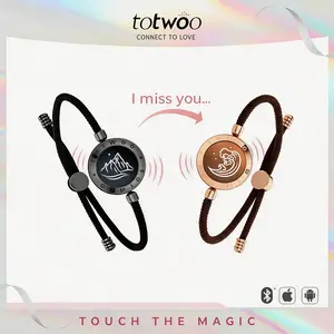 TOTWOO Couple's Long Distance Touch Bracelets - Women's Fashion Smart Jewelry with Light-Up & Vibration Features, 1-to-1 Bluetooth App Pairing, Romantic Gift for Girlfriend