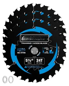 5-1/2 Inch 24    Framing Circular  , 5/8 Inch Arbor, Carbide Tipped, Thin Kerf, Black Ice Coating, for Plywood, MDF, OSB, Laminated, 3-Pack(C0524FR-3)