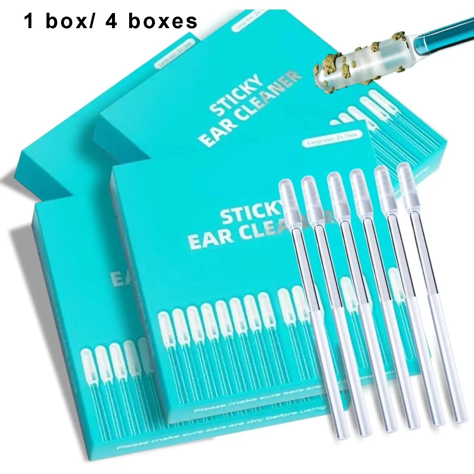 Earwax Removal Tool Set, Earwax Remover, Small Size 24/96 Pieces Sticky Ear Cleaning Stick, Safe for Adults and Children, Reusable Ear Cleaners, Ear Cleaner Sticky Pick, Ear Cleaning Tools, Earwax Remover Sticks