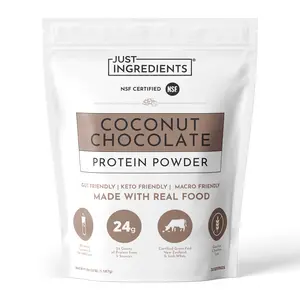 Just Ingredients Coconut Chocolate Protein Powder – 30-Serving Blend with 100% Grass-Fed Whey & Organic Plant Proteins – Creamy Coconut Cocoa Flavor – Supports Muscle Recovery, Energy* Fitness Supplement Pre Workout