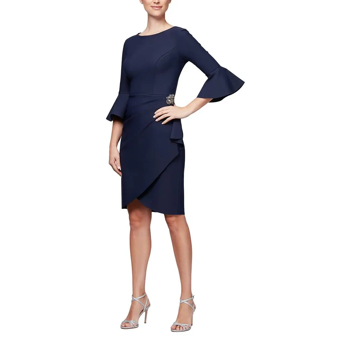 Alex Evenings Compression Cocktail Dress with Bell Sleeves 134183