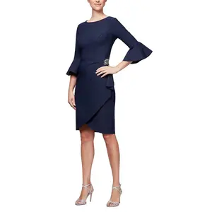 Alex Evenings Compression Cocktail Dress with Bell Sleeves 134183