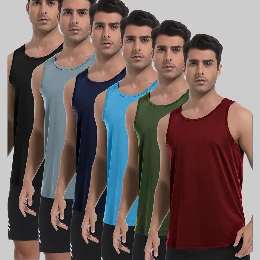 Veldtholos 6-Piece Men's Workout Apparel - Quick Dry Mesh Athletic Sports Vest, Dry-Fit Sleeveless Wicking Gym Shirts for Athletes & Bodybuilders (Assorted Colors), Menswear For Athletes, Sports Breathable Outfits