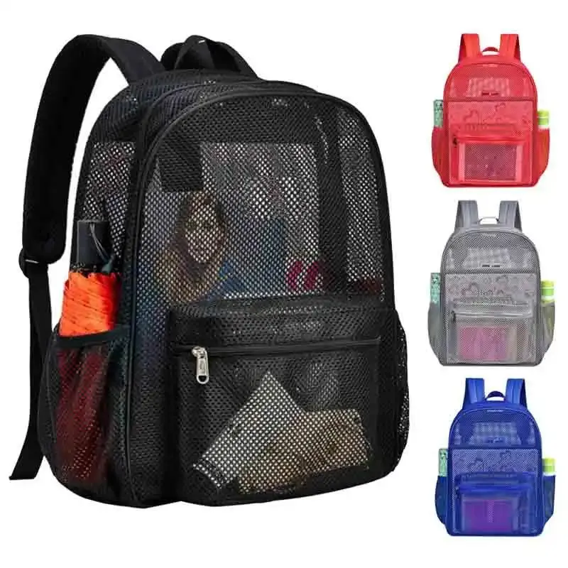 2023 New Fashion Women Transparent Backpacks Mesh Backpack for Boys and Girls Light Weight Rucksack Travel Black Student Bag LKEEP