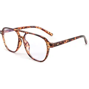 FEISEDY Lightweight Pilot Glasses Frame Blue Light Blocking Glasses Women Men Oversized Square Computer Glasses B2387