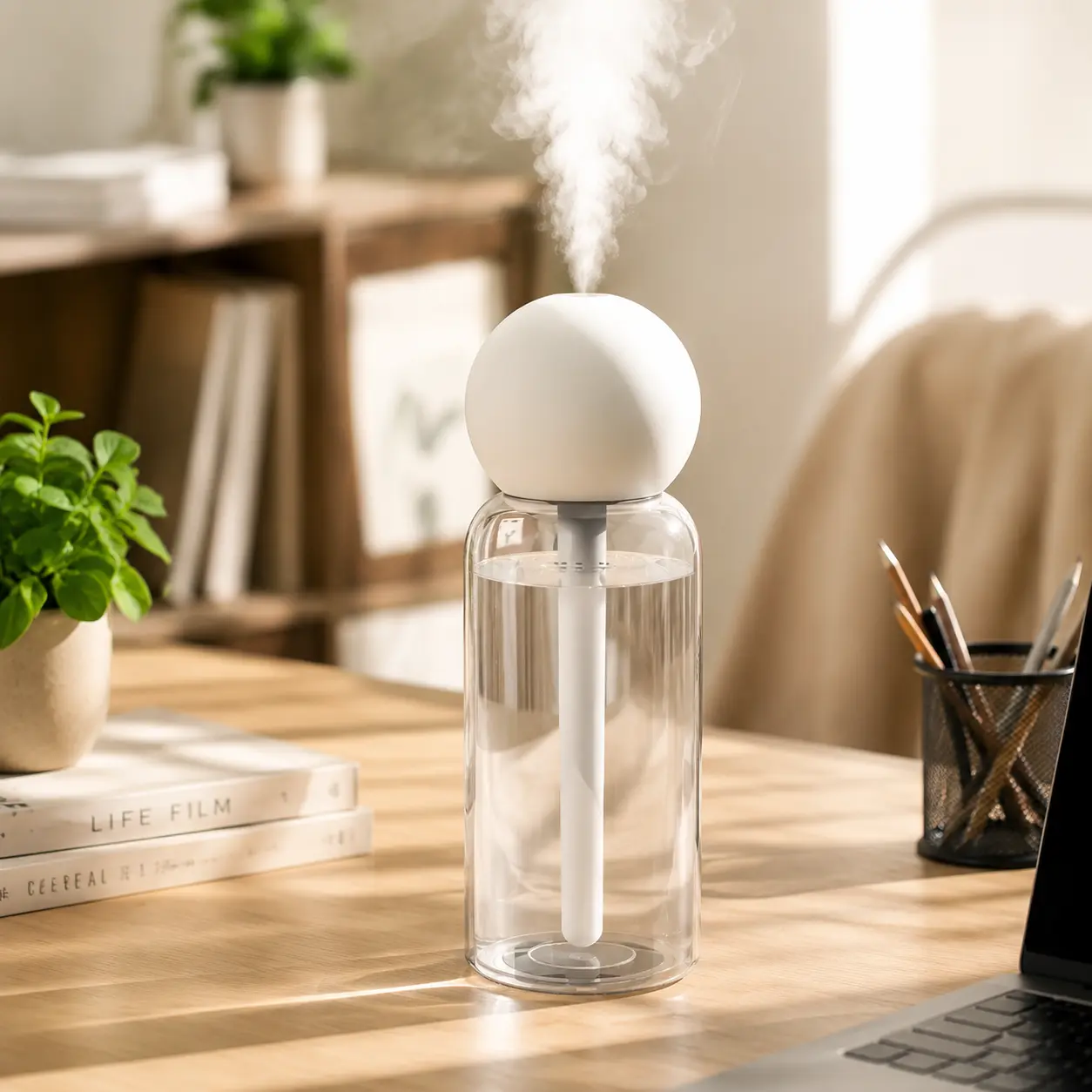 2PCS Portable Cool Mist Mini Humidifier for Bedroom & Office, Quiet USB Personal Humidifier with 200ml , Small Air Humidifier for Desk, Car, Travel & Indoor Plants, Auto Shut-Off
