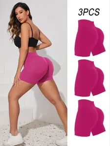 Women's High-Waisted Seamless Yoga Shorts, Butt Lifting Tight-Fitting Workout Gym Shorties, Quick-Dry Fitness Training Pants, High Stretch Shorts
