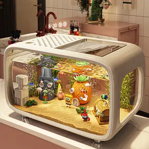 Luxury Fish Tank for Home, High-End Transparent Aquarium with Lid, Living Room Decor, Eco-Friendly Plastic Water Tank, Entryway Decoration
