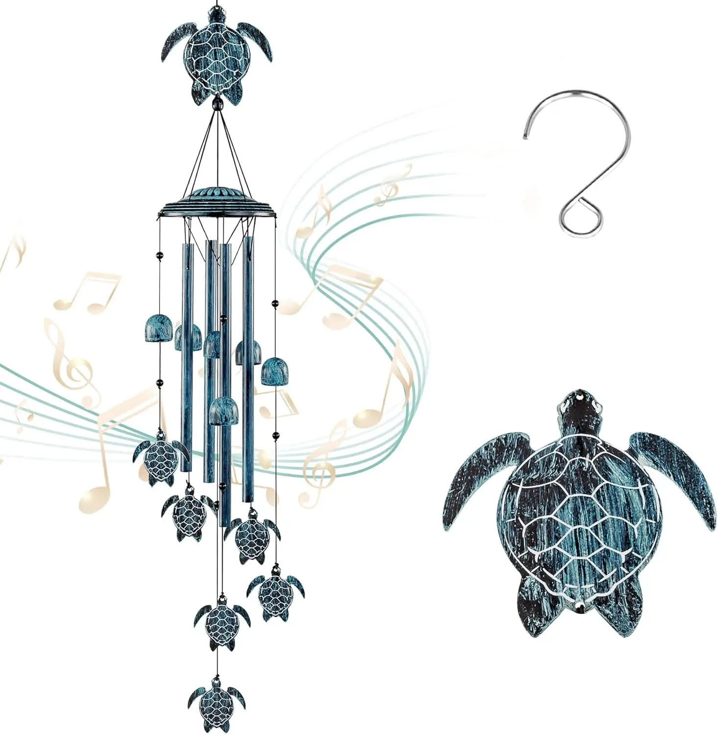 Wind Chimes Sea Turtle Wind Chime for Outside with 4 Aluminum Tubes, Windchimes Outdoors Clearance Home Garden Patio Decor Memorial Wind Chimes for Mom Grandma  Birthday Festival Gifts