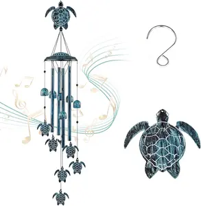 Wind Chimes Sea Turtle Wind Chime for Outside with 4 Aluminum Tubes, Windchimes Outdoors Clearance Home Garden Patio Decor Memorial Wind Chimes for Mom Grandma  Birthday Festival Gifts