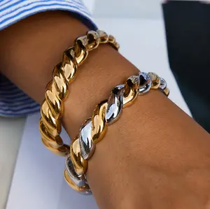 Emma's Heart | Classic Twisted Rope Bangle - 18K Gold Plated Titanium Steel, Timeless Textured Cuff