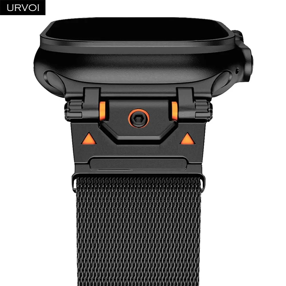 URVOI Wearable Band for Apple Watch Ultra 3 2 1 series 11 10 9 8 7 6 SE 5 Titans eyes Milanese loop strap for iWatch quality mesh wristband Smart Watch Accessories