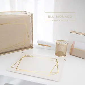 Set of 12 Cute Hanging File Folders Letter Size with Geometric Gold Foil Designs, Letter Size Decorative Hanging Folders for Filing Cabinet and Hanging File System, File Cabinet Folders - 12" x 9.5"