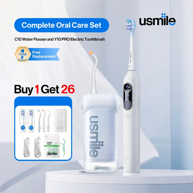 usmile Oral Care Set C10 Portable Water Flosser x Y10 PRO Electric Toothbrush, Powerful Clean for Teeth & Gums usmile Oral Care Set C10 Portable Water Flosser x Y10 PRO Electric Toothbrush, Powerful Clean for Teeth & Gums