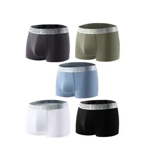 5-Pack Absorbent Leak Proof Boxer Briefs, Washable Soft Comfortable Compression Underwear, Breathable Quick-Dry Fabric, 60ml Absorbency, Black & Gray