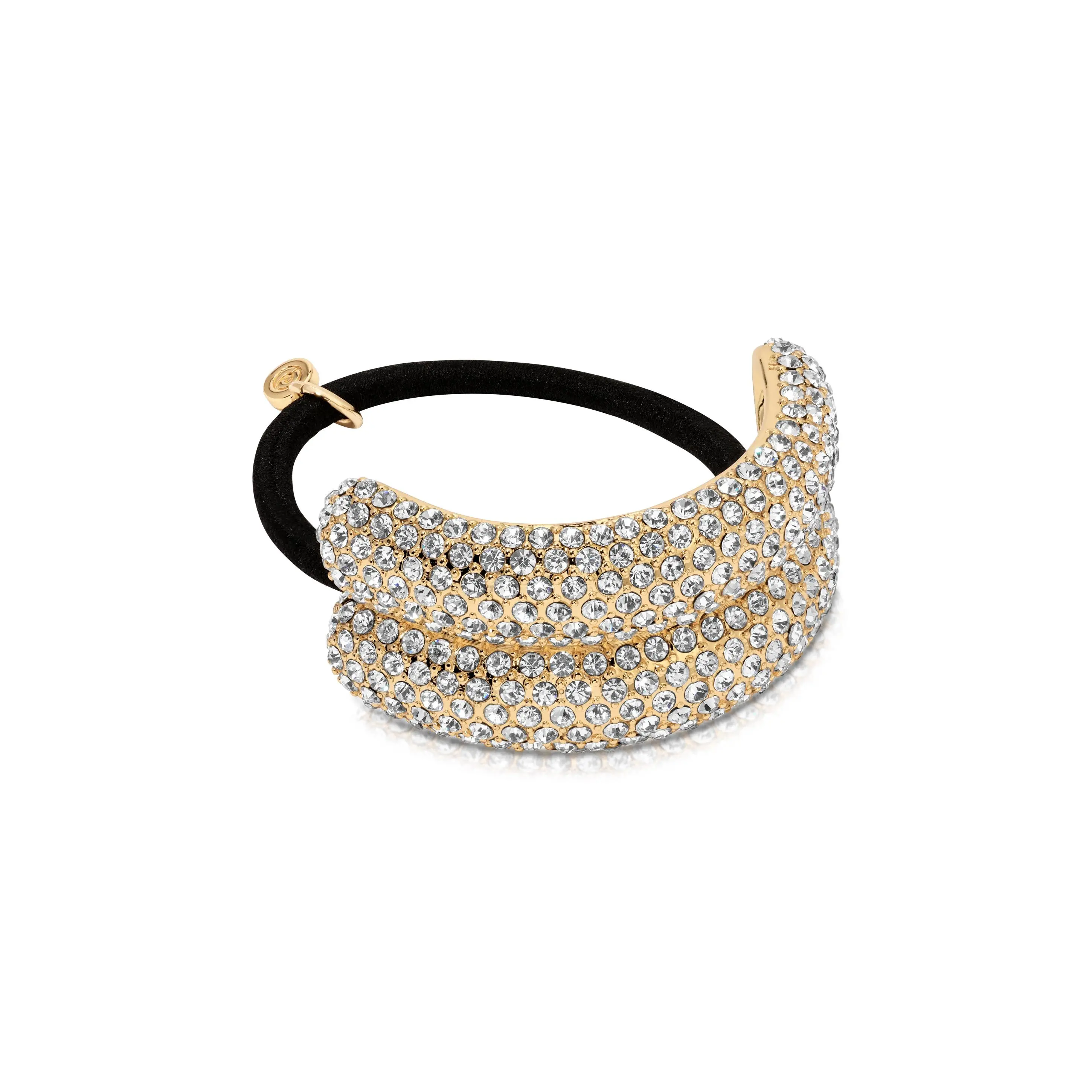 Crystal Sparkle Hair Tie – Gold Tone Crystal Elastic Hair Band, Chic Glitter Ponytail Holder for Women Chic Headbands