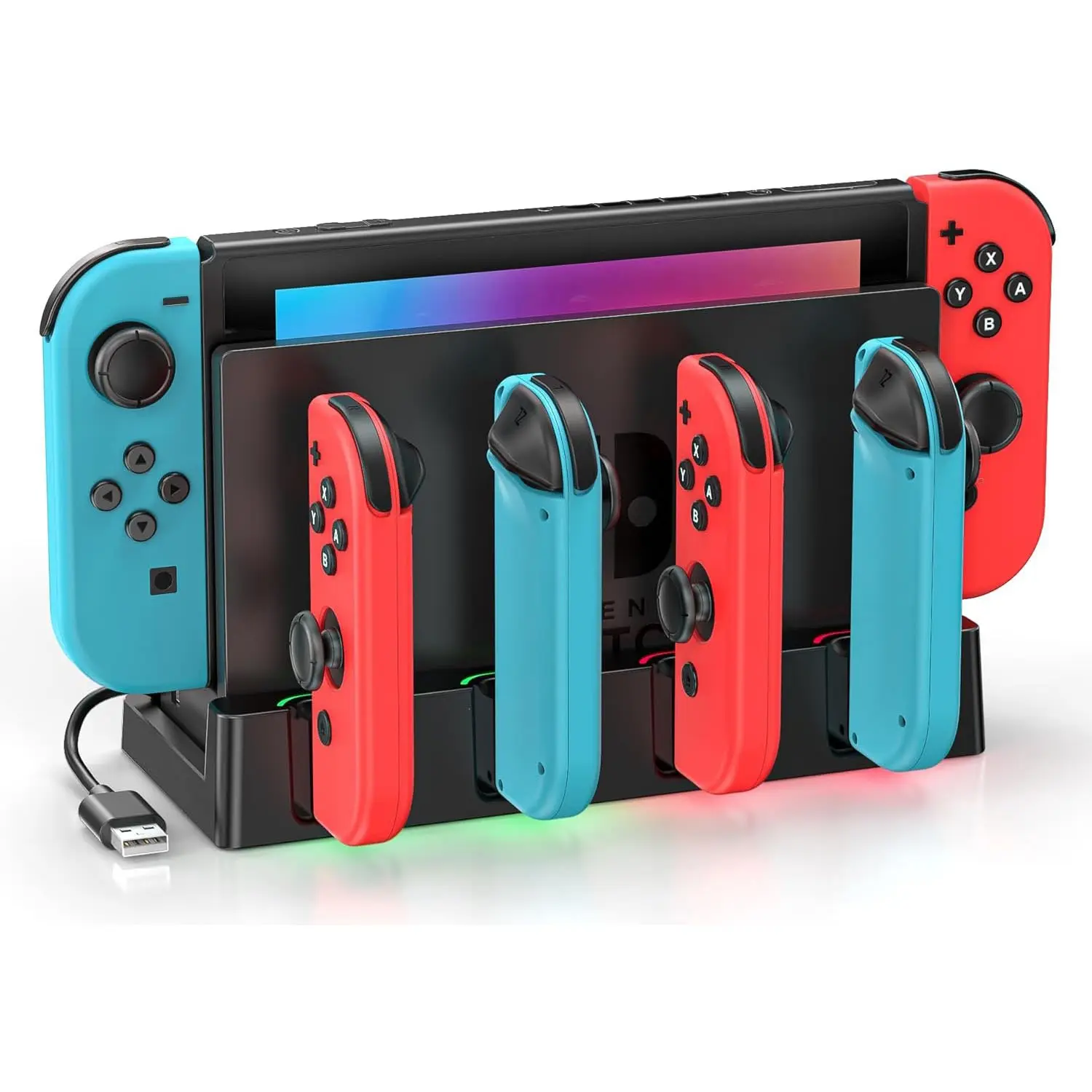 Switch Charging Dock Station with Charging Cable for Nintendo & OLED Game Console, Joycon Charging Dock for Switch, Must Have Joycon Controller Charger Accessories, Gaming Console Accessories