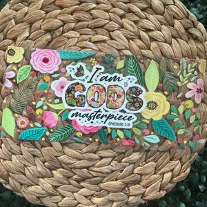 Faith UVDTF WRAP - I am GOD'S masterpiece Ephesians 2:10 Inspirational Floral Design Sticker