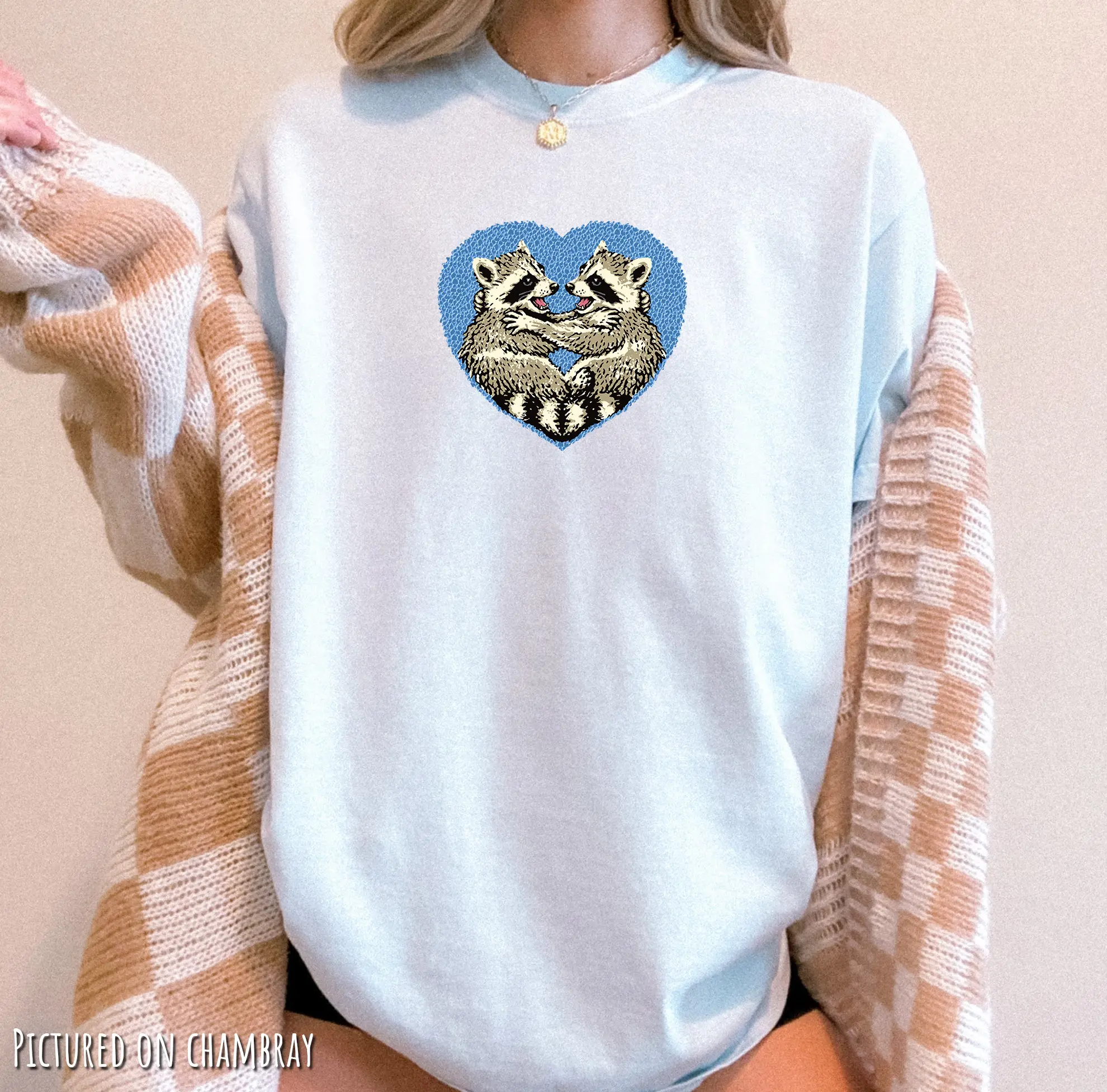 Raccoons Hugging Heart Comfort Colors Shirt - Cute Raccoon Lover Graphic Tshirt