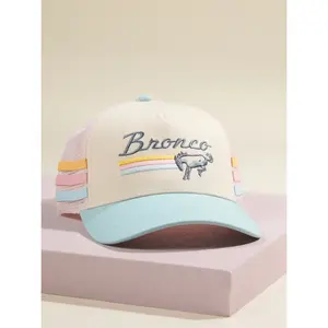 Striped Bronco Trucker Hat – Retro Horse Graphic Mesh Cap, Adjustable Snapback, Breathable Lightweight Hat for Outdoor & Everyday Wear