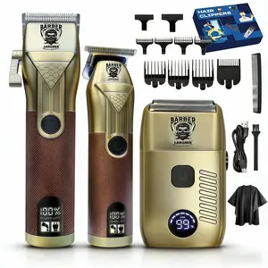 Men's Beard Trimmer and Hair Clipper Set, Electric Razor, Shaving Head Grooming Tool, LED Display, Precision Blades, Ergonomic Design, Barber Clippers Set