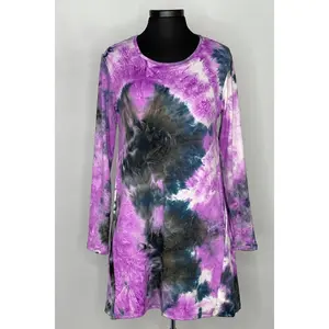 Violet 2AM Long Sleeve Tie Dye Tunic with Pockets