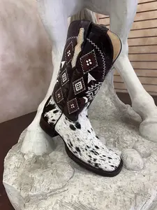 44862 Blaco,Cafe - El General, Bota Pelo de Vaca de Hombre