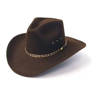 Brown Felt Finish Western Pinch Front Hat
