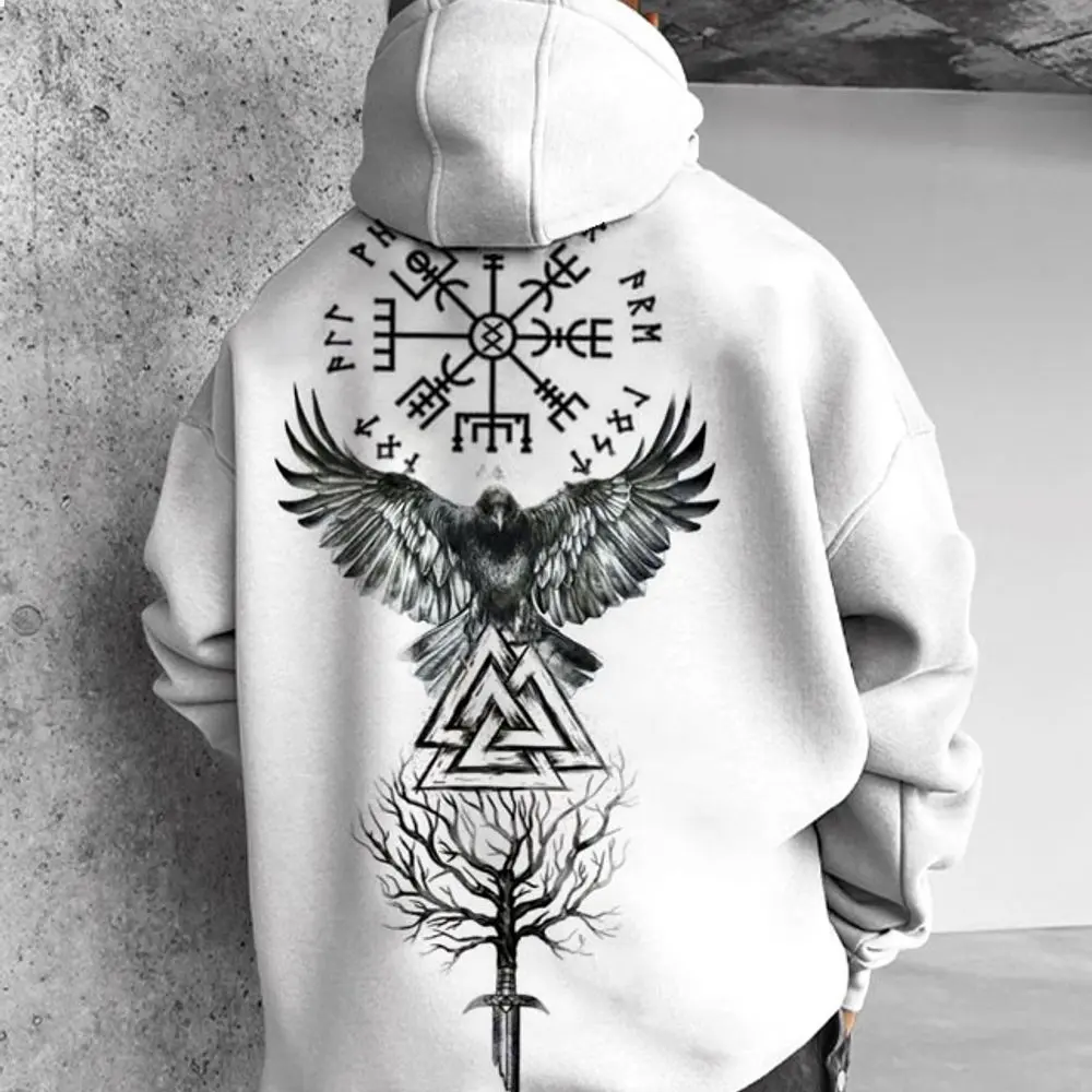 Oversize Vikings Print Hoodie - Soft and Cozy Men's Top