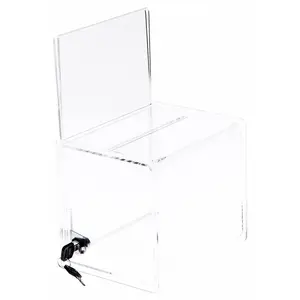 Plymor Clear Acrylic Locking Ballot / Collection Box With Sign Holder