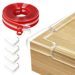 11 Inch Clear Silicone Edge Protector Strips - Upgraded Pre-Taped Adhesive for Furniture, Cabinets & Tables