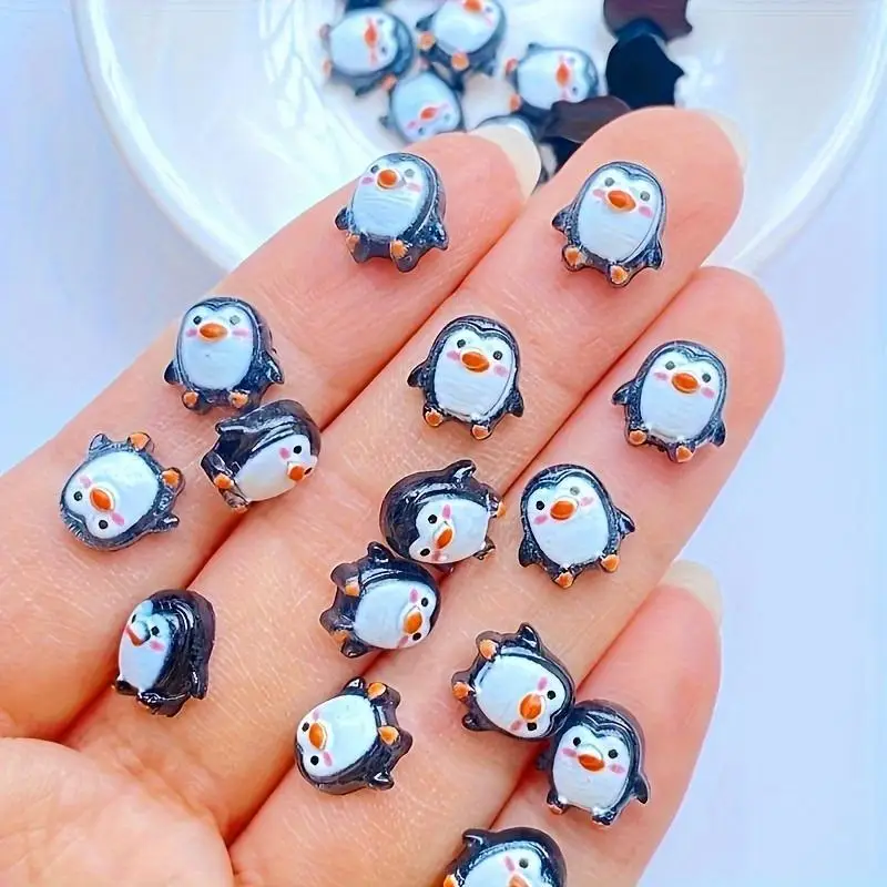 Cute Penguin Design Resin Ornament, 50pcs Mini Penguin Decoration, DIY Decorative Accessories for Scrapbooking, Crafts, Home Decor, Gift