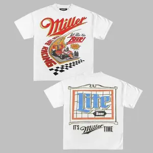 Miller High Life Racing Graphic Tee Unisex Cotton Short Sleeves T-shirt Double Sided Design Menswear & Womenswear Top Streetwear Vibrant Durable Print