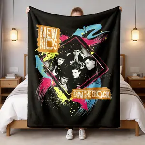 Vintage Idol Group Graffiti Flannel Blanket, Large Size, Soft and Lightweight, Perfect for Bed, Sofa, Office, Camping, Travel